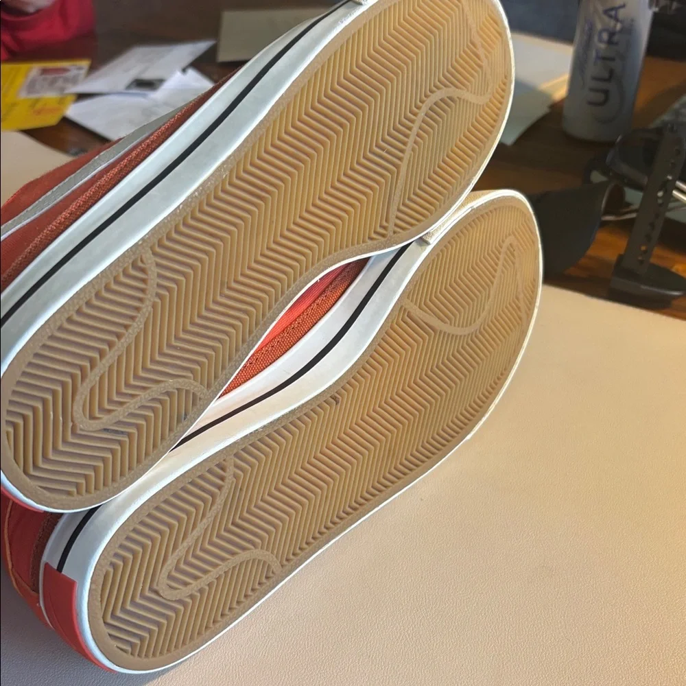 Nike Men's Bright Orange Canvas Low-Top Sneakers with White Swoosh - Picture 5 of 7